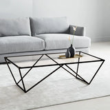 Black Clear Glass Top Rectangular Metal Single Table Image - 1
