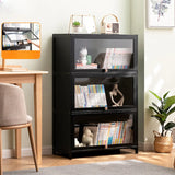 Black Closed Back Wood Vertical Organizer Bookcase Image - 19