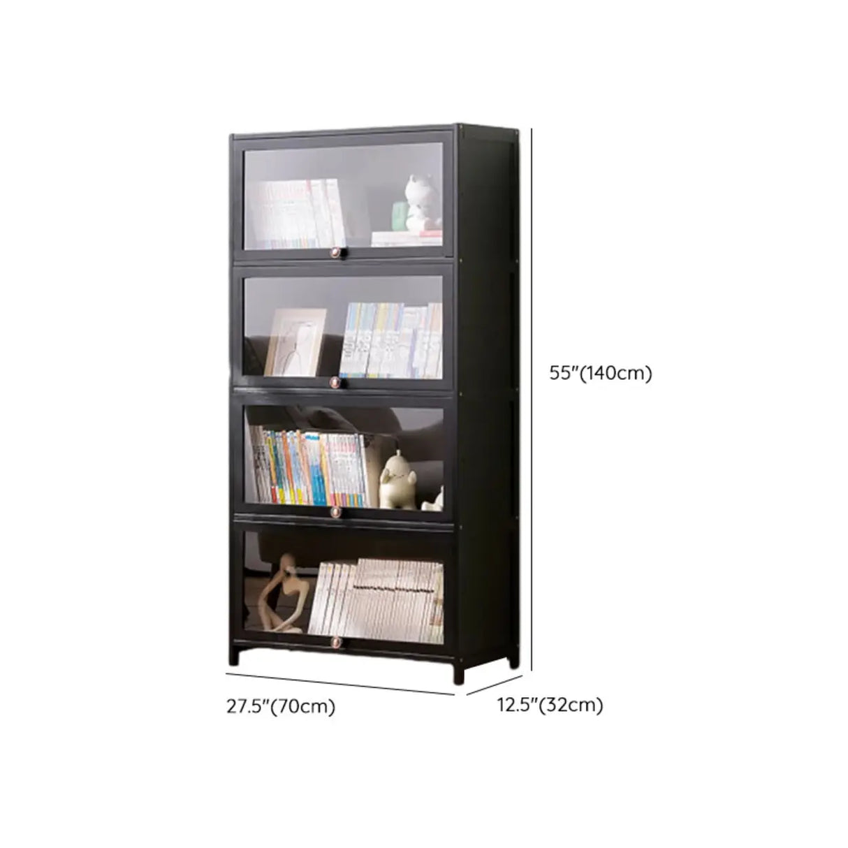 Black Closed Back Wood Vertical Organizer Bookcase Image - 48