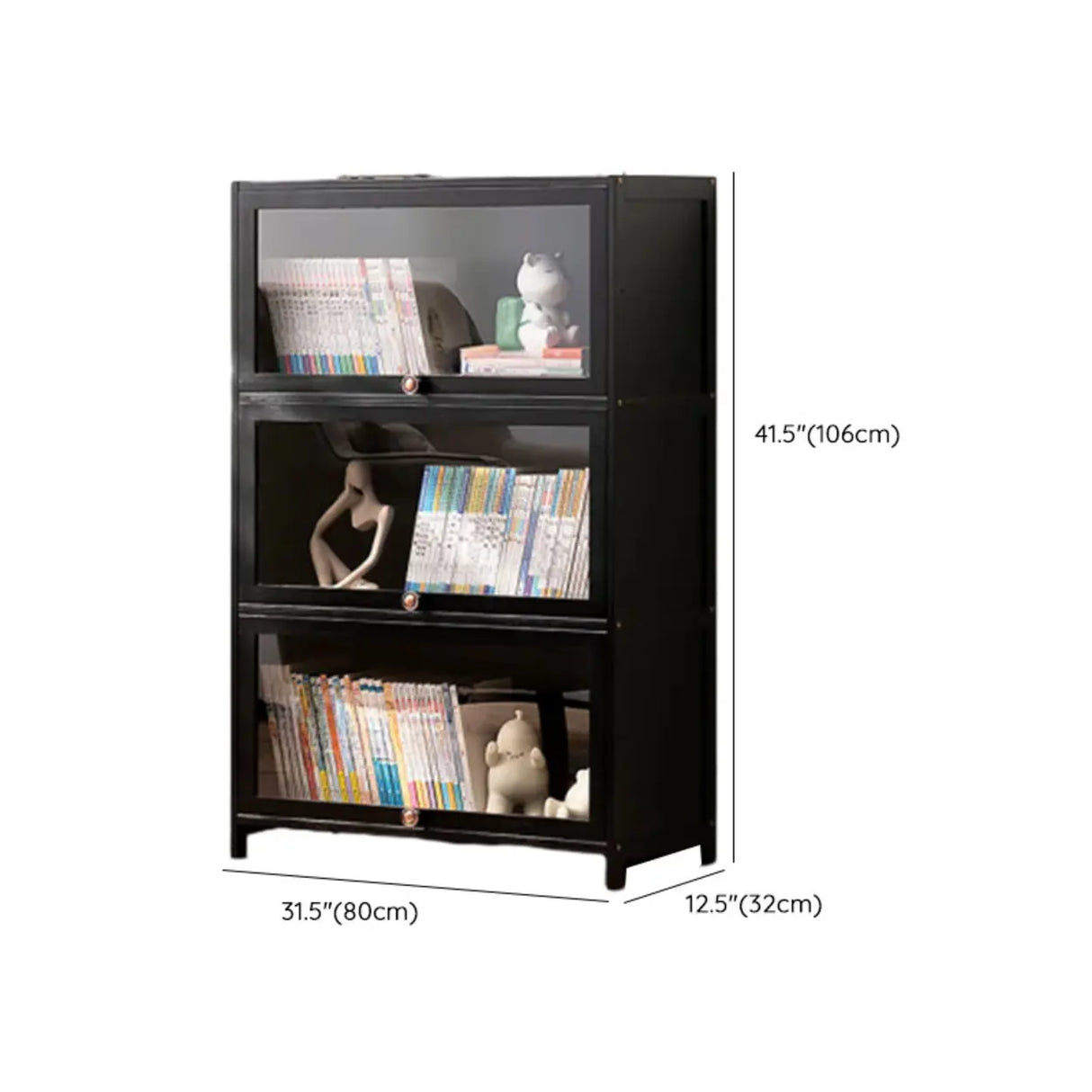 Black Closed Back Wood Vertical Organizer Bookcase Image - 52