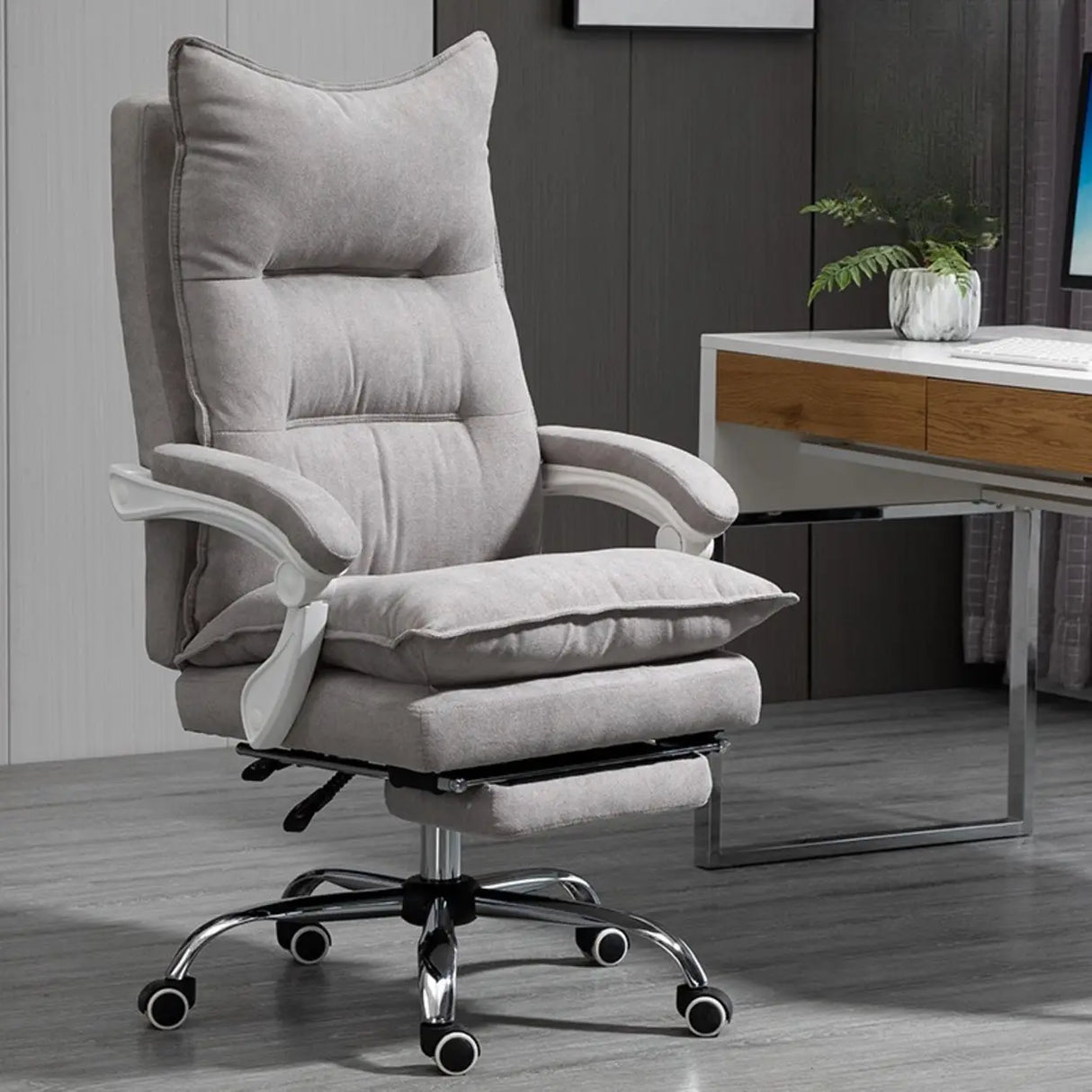 Black Comfort Ergonomic High-Back Fabric Office Chair Image - 3