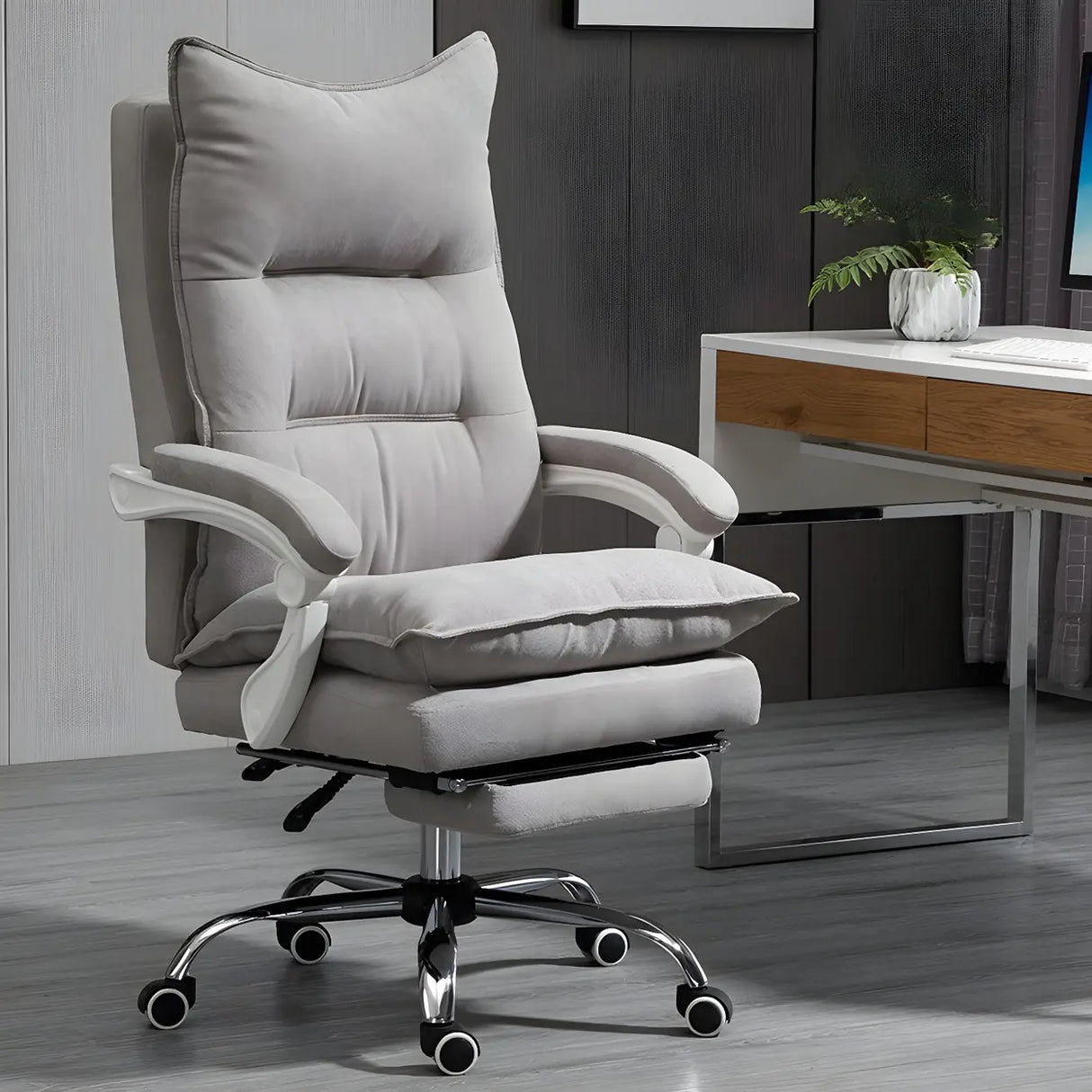 Black Comfort Ergonomic High-Back Fabric Office Chair Image - 4