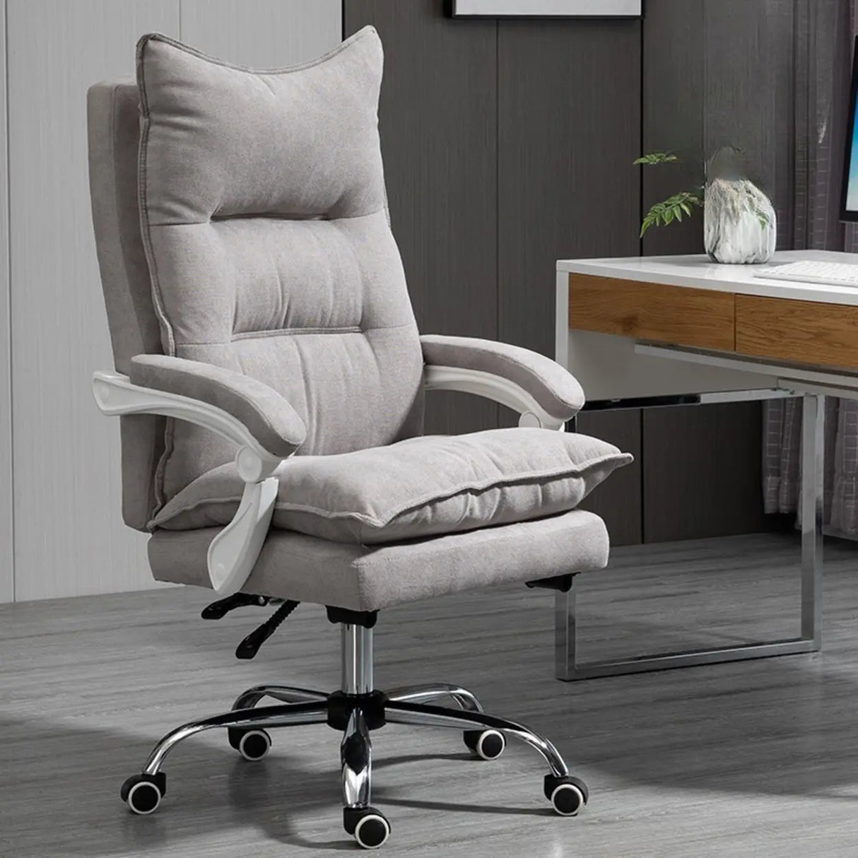 Black Comfort Ergonomic High-Back Fabric Office Chair Image - 7