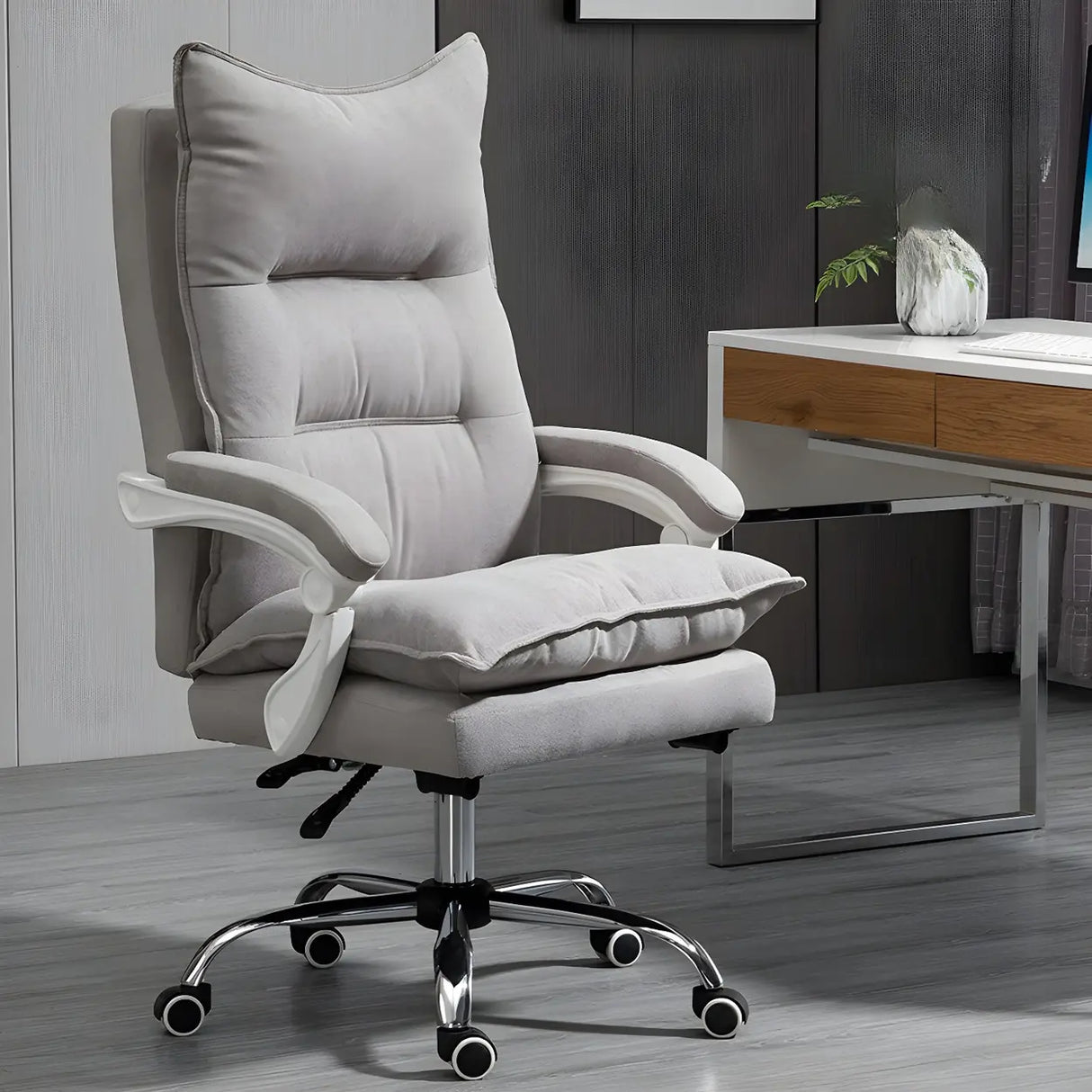 Black Comfort Ergonomic High-Back Fabric Office Chair Image - 8