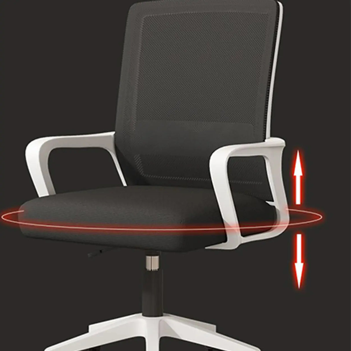 Black Comfortable Mesh Mid-Back Ergonomic Office Chair Image - 14