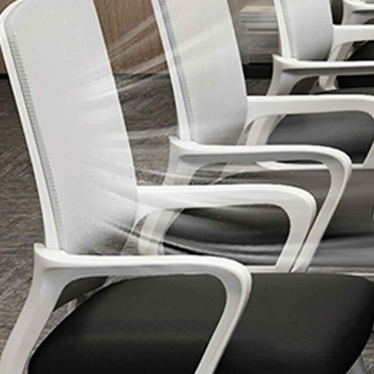 Black Comfortable Mesh Mid-Back Ergonomic Office Chair Image - 15