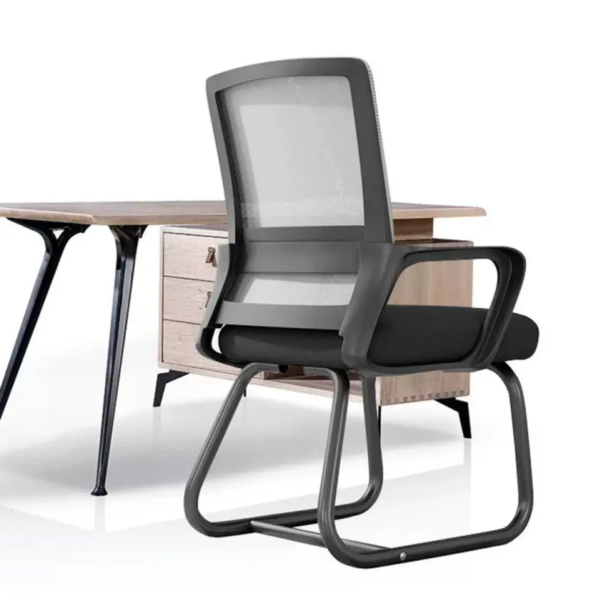 Black Comfortable Mesh Mid-Back Ergonomic Office Chair Image - 3