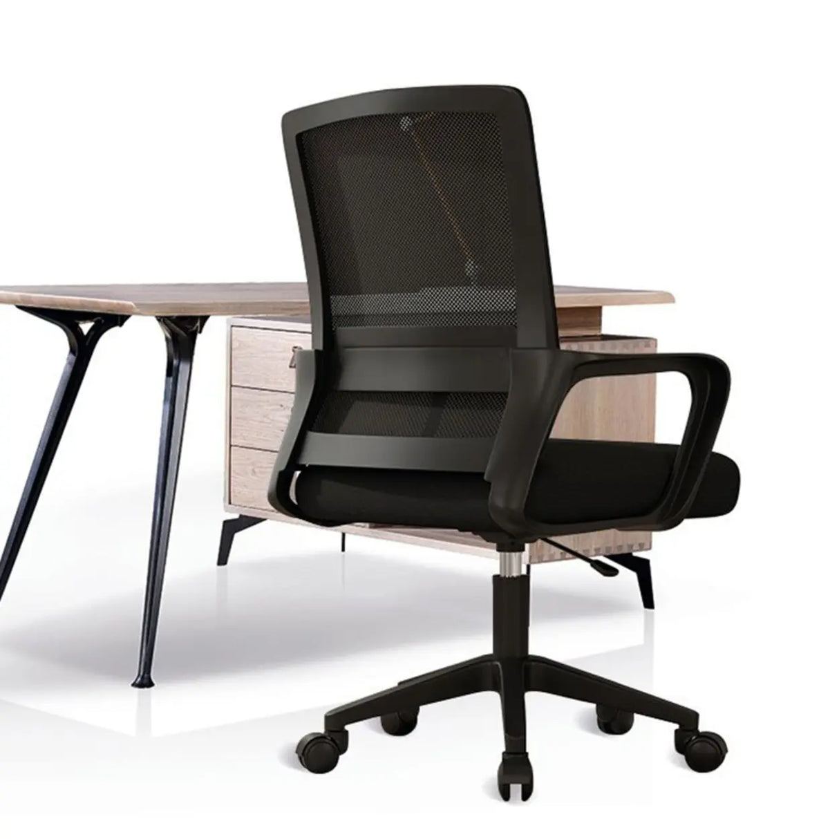Black Comfortable Mesh Mid-Back Ergonomic Office Chair Image - 7
