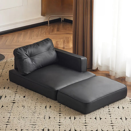 Black Compact Storage Lounge Chair with Pocket and Pillow Image - 1