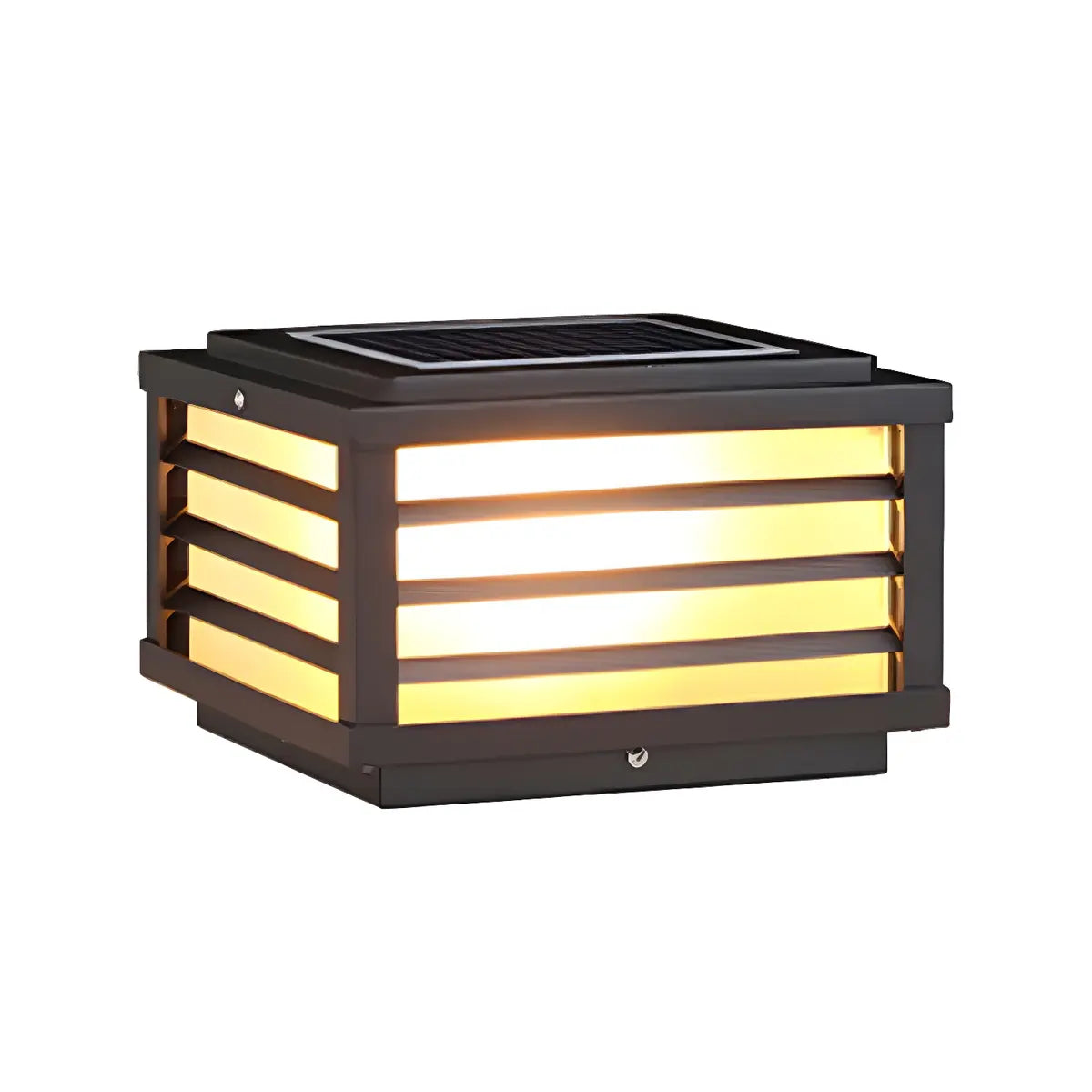 Black Cube Outdoor Waterproof Solar Fence Post Light Image - 7