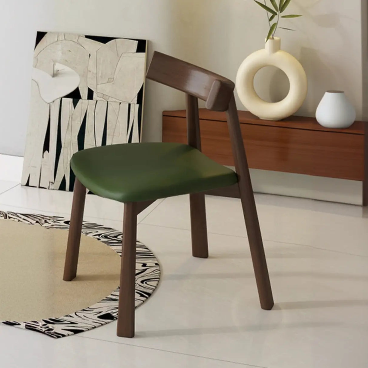Black Curved Back Upholstered Wooden Dining Chairs Image - 13