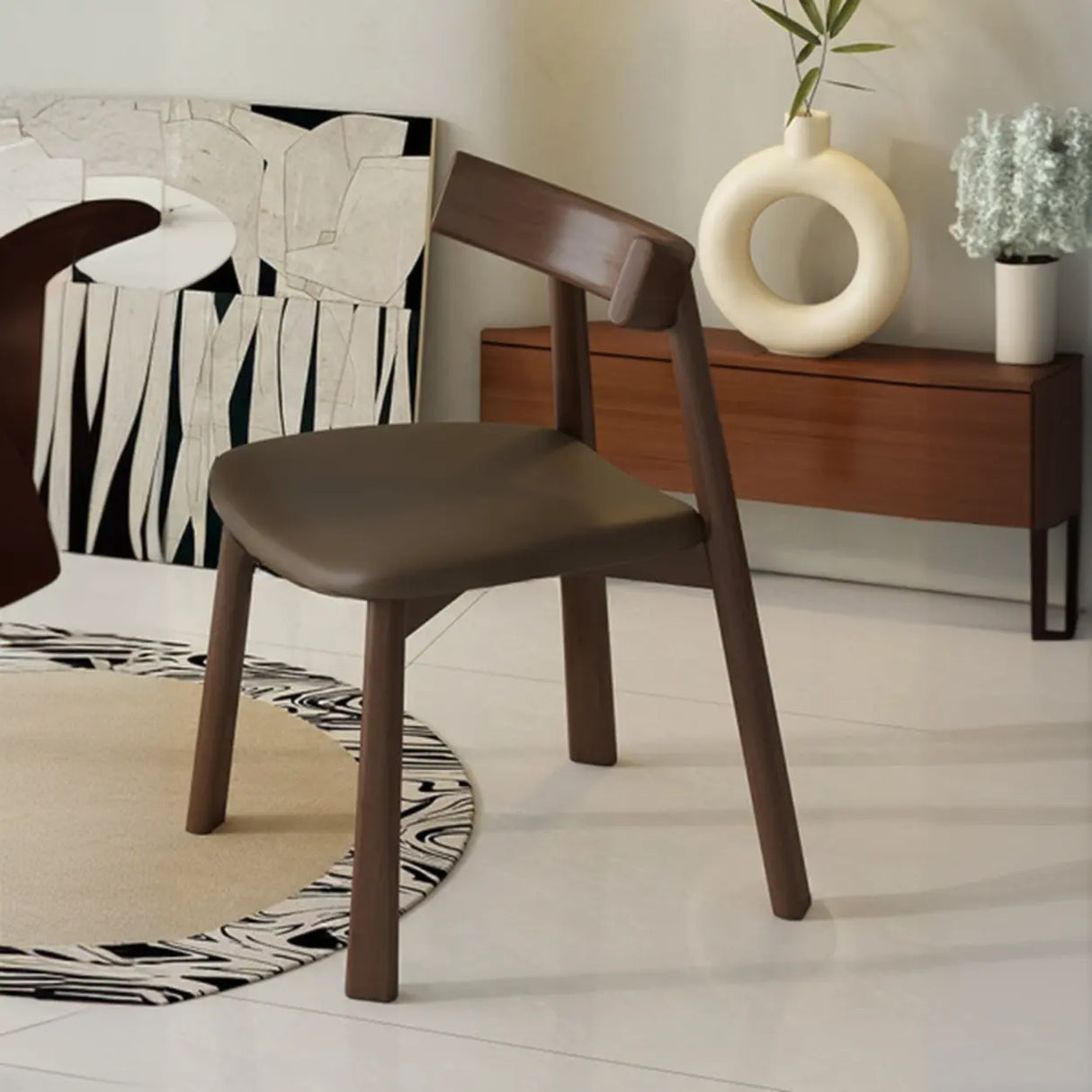 Black Curved Back Upholstered Wooden Dining Chairs Image - 15