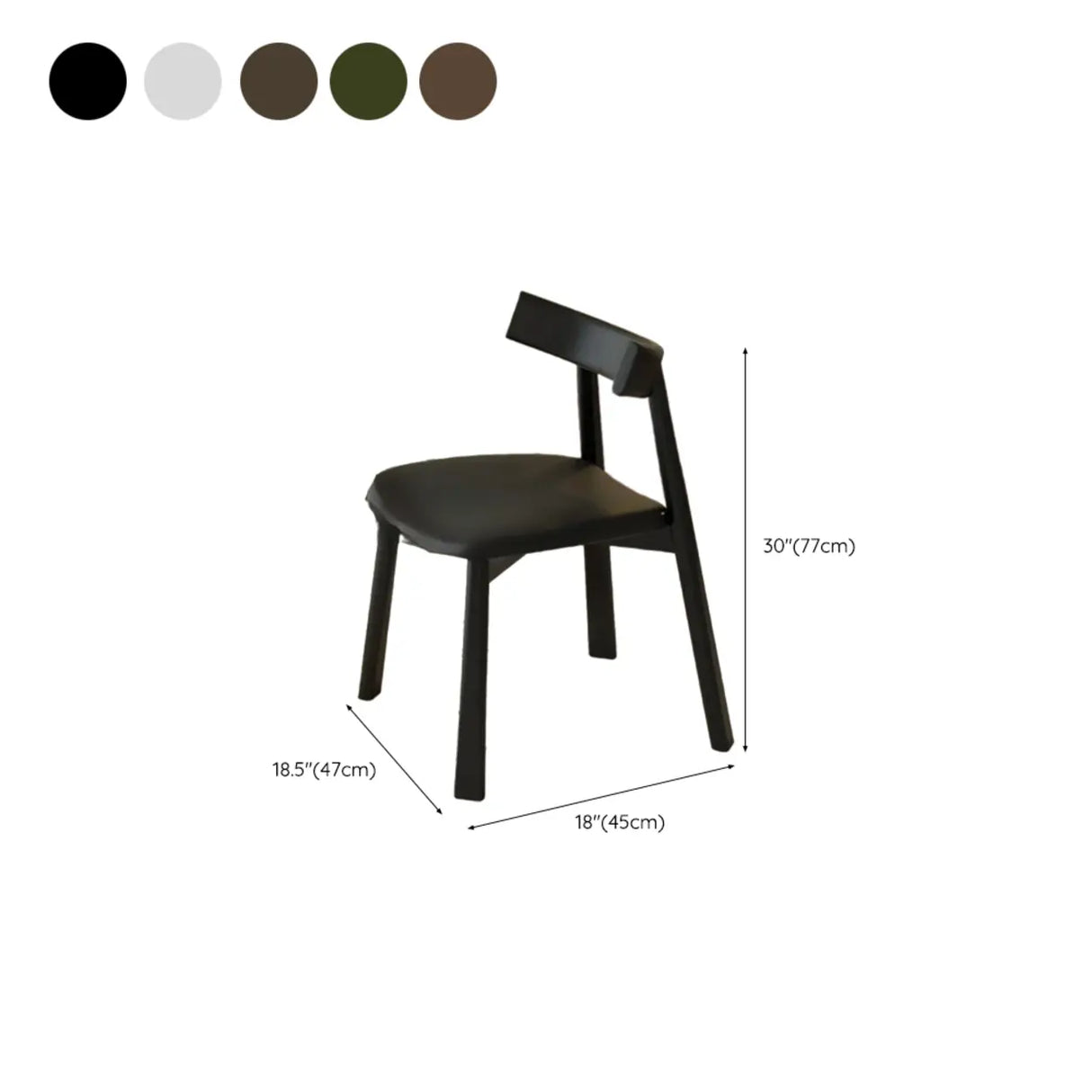 Black Curved Back Upholstered Wooden Dining Chairs 