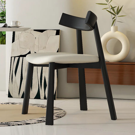 Black Curved Back Upholstered Wooden Dining Chairs Image - 1