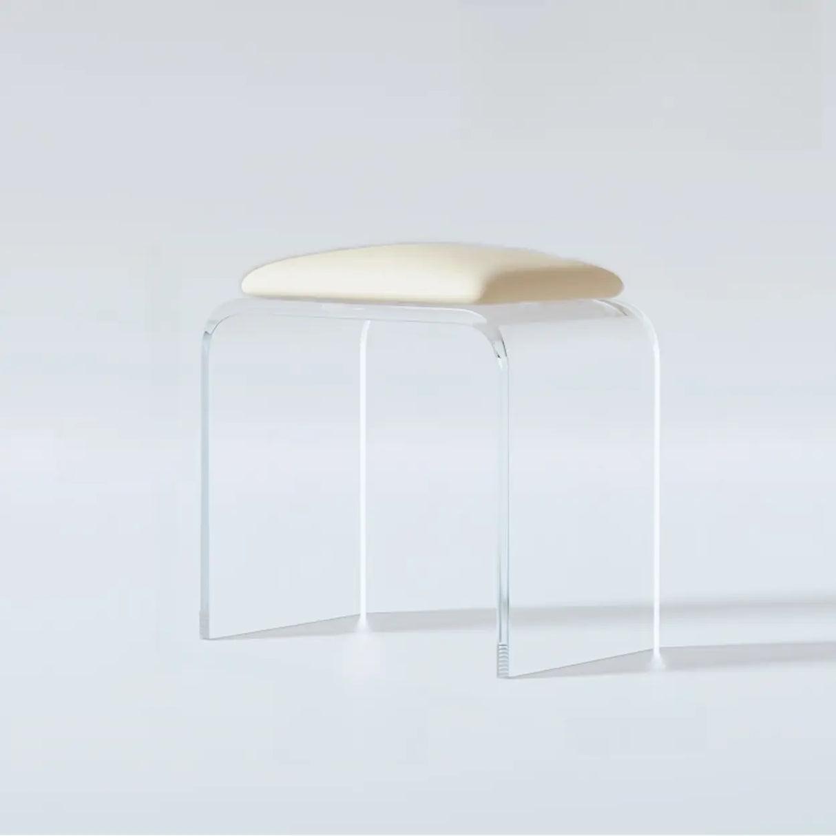Black Curved Metal Sled Base Leather Seat Vanity Stool Image - 11