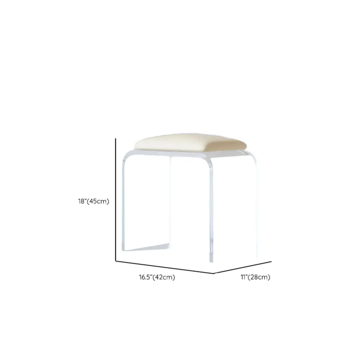 Black Curved Metal Sled Base Leather Seat Vanity Stool Image - 18
