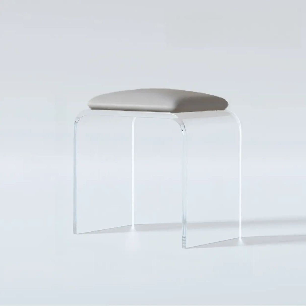 Black Curved Metal Sled Base Leather Seat Vanity Stool Image - 7