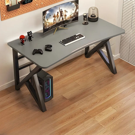 Black Curved Wood Cable Management Trestle Gaming Desk Image - 13