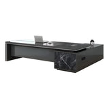 Black Deep Width L-Shape Executive Desk with Drawers Image - 10