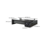 Black Deep Width L-Shape Executive Desk with Drawers #size