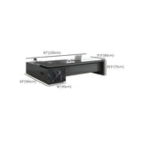 Black Deep Width L-Shape Executive Desk with Drawers Image - 18