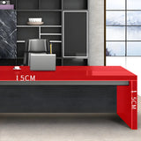 Black Deep Width L-Shape Executive Desk with Drawers Image - 9