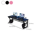 Black Double Standard Gaming Wood Desk with Cord Slots Image - 14