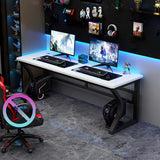 Black Double Standard Gaming Wood Desk with Cord Slots Image - 3