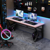 Black Double Standard Gaming Wood Desk with Cord Slots Image - 5