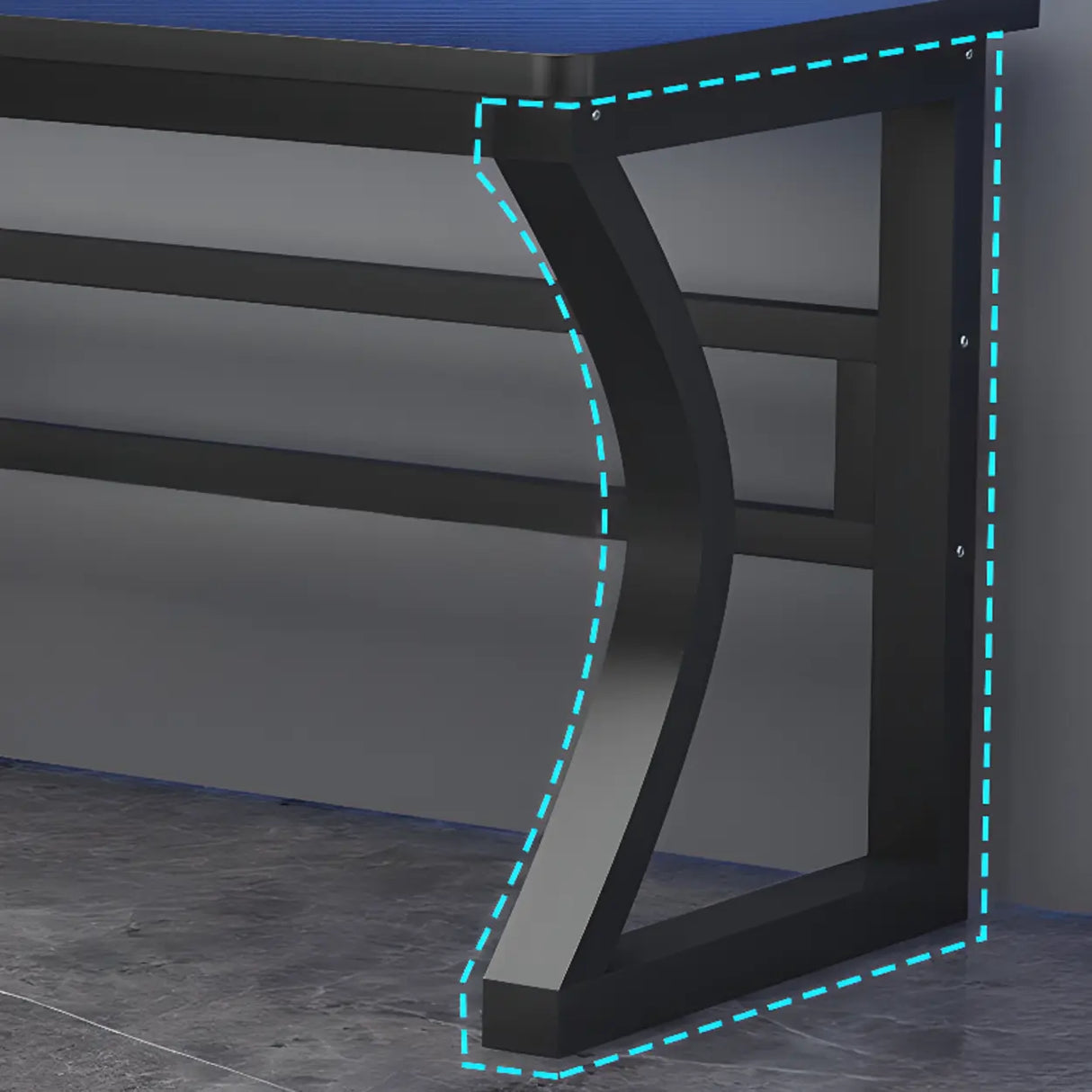 Black Double Standard Gaming Wood Desk with Cord Slots Image - 8