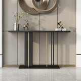 Black Elegant Rectangular Metal Abstract Console Table Image - 1