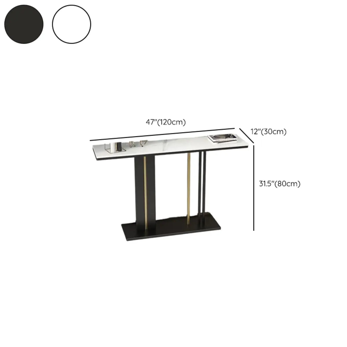 Black Elegant Rectangular Metal Abstract Console Table Image - 10