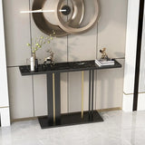 Black Elegant Rectangular Metal Abstract Console Table Image - 3