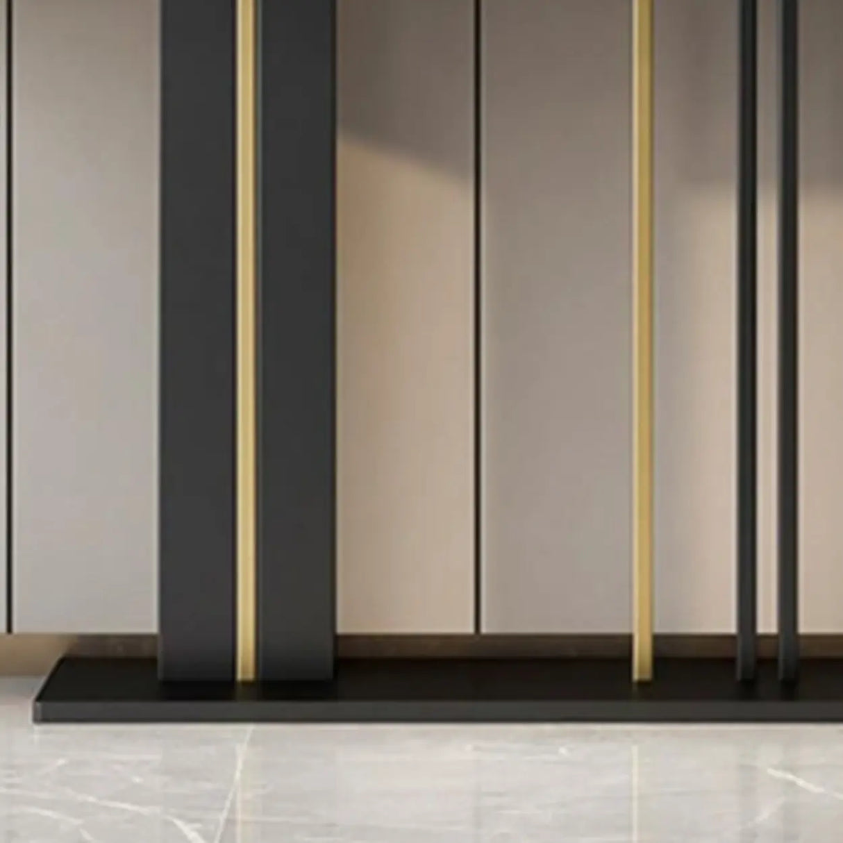 Black Elegant Rectangular Metal Abstract Console Table Image - 4