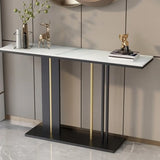 Black Elegant Rectangular Metal Abstract Console Table Image - 5