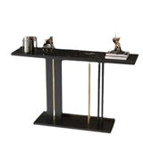 Black Elegant Rectangular Metal Abstract Console Table Image - 7