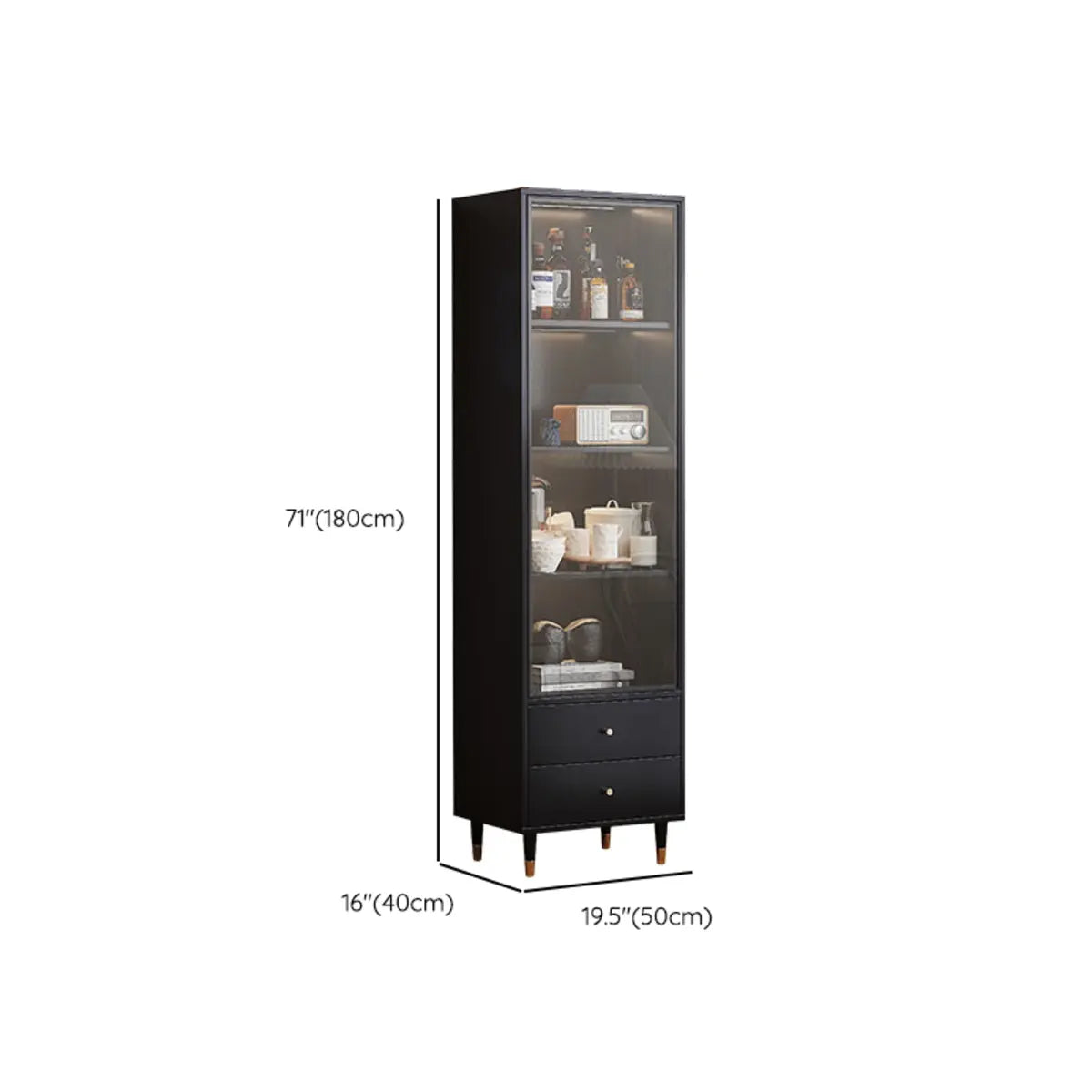 Black Enclosed Glass Living Room Storage China Cabinet Image - 12