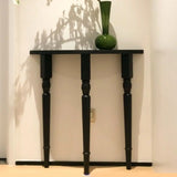Black Entryway Half Moon Three Legs Wood Console Table Image - 1