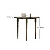 Black Entryway Half Moon Three Legs Wood Console Table Image - 11
