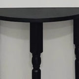 Black Entryway Half Moon Three Legs Wood Console Table Image - 6