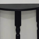 Black Entryway Half Moon Three Legs Wood Console Table Image - 6