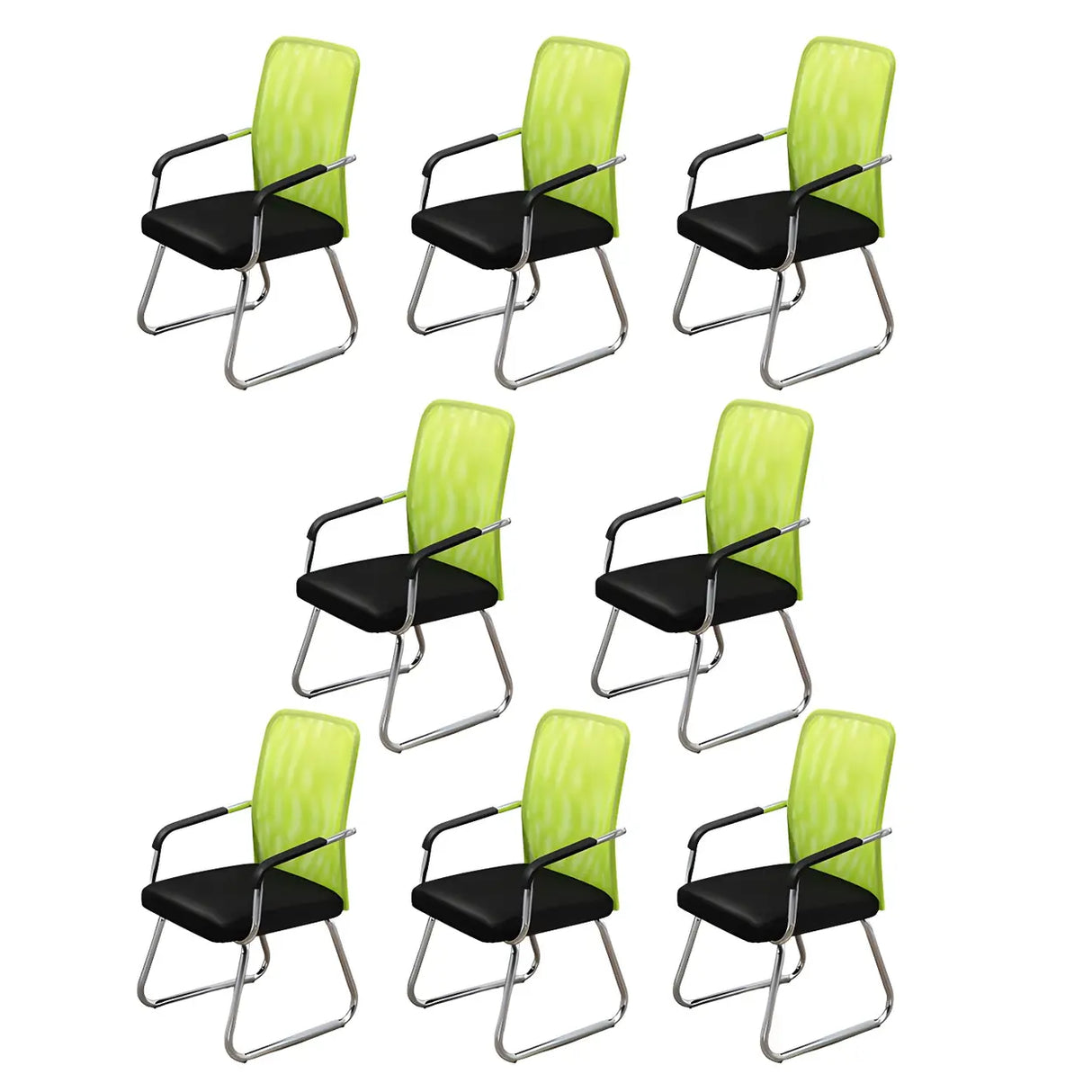 Black Ergonomic Design Modern Mesh Sled Base Office Chair Image - 10