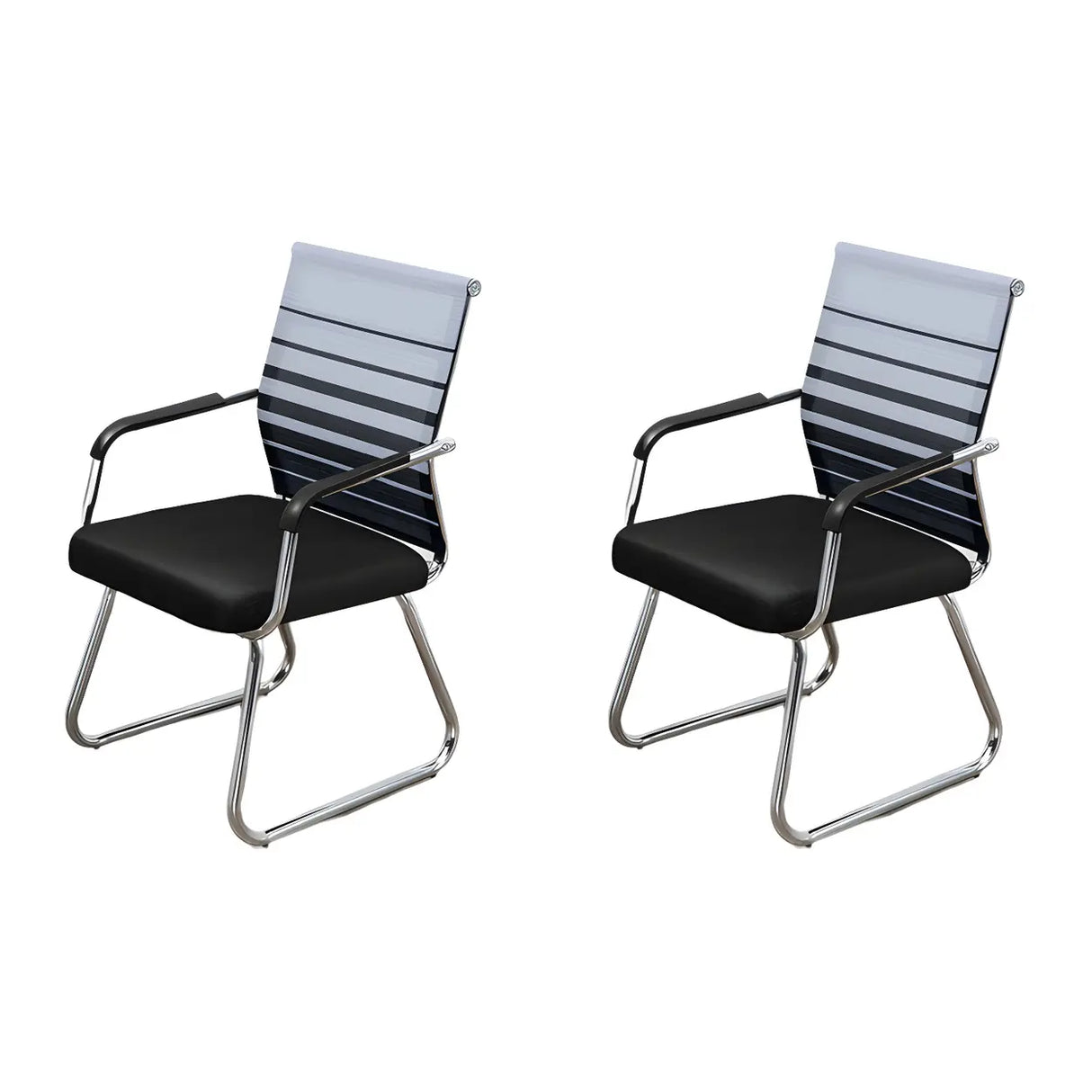 Black Ergonomic Design Modern Mesh Sled Base Office Chair Image - 13