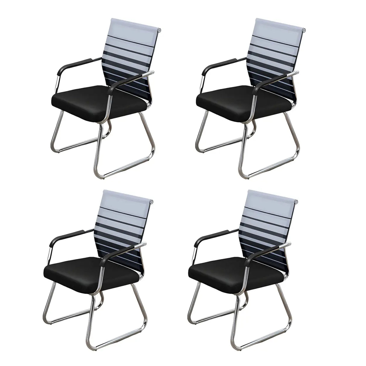 Black Ergonomic Design Modern Mesh Sled Base Office Chair Image - 15