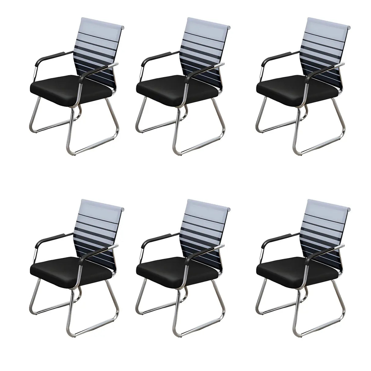 Black Ergonomic Design Modern Mesh Sled Base Office Chair Image - 16