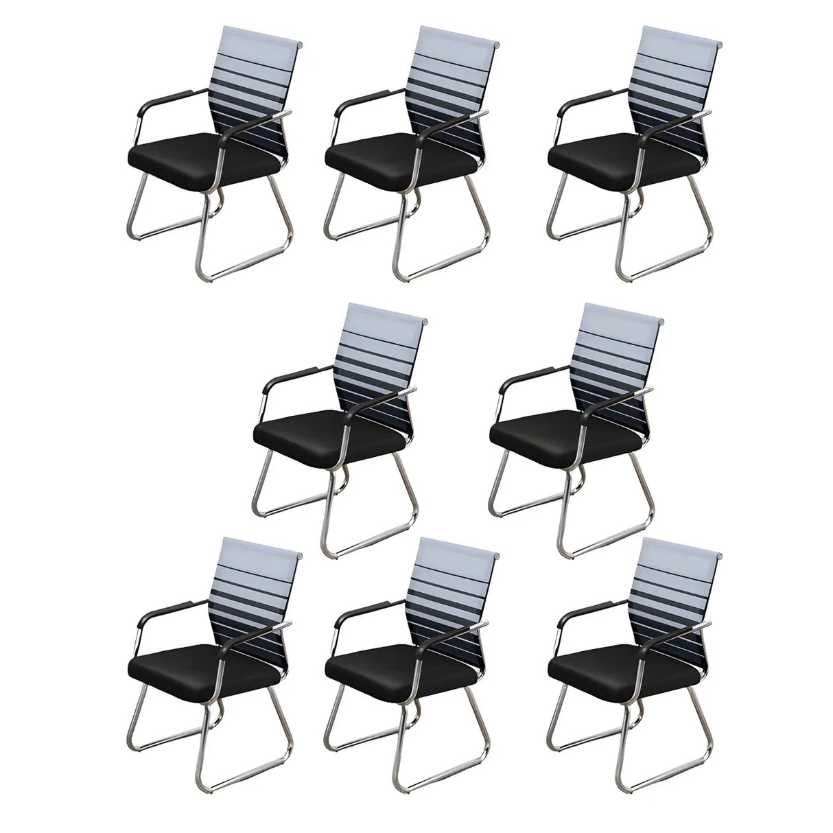 Black Ergonomic Design Modern Mesh Sled Base Office Chair Image - 17