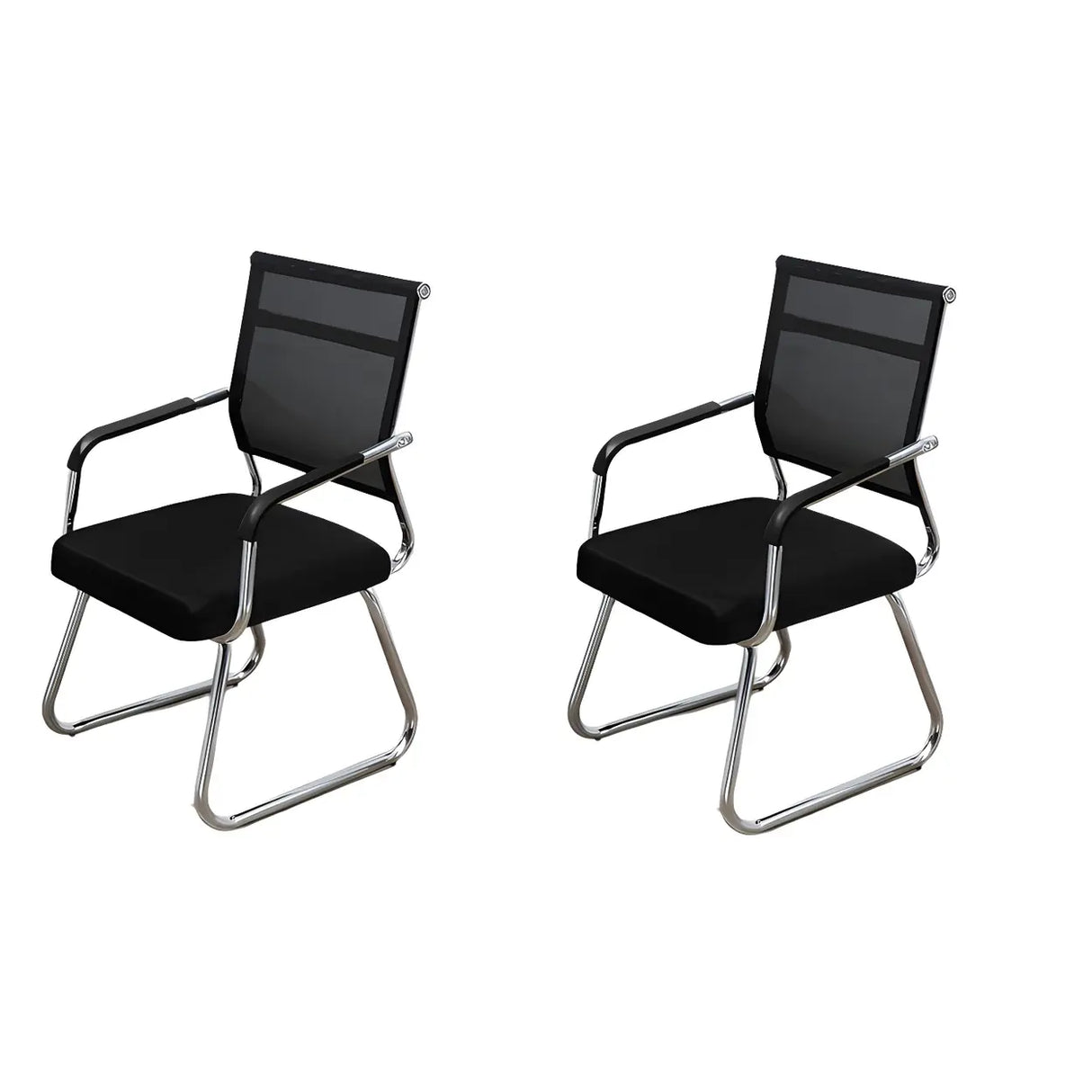 Black Ergonomic Design Modern Mesh Sled Base Office Chair Image - 19