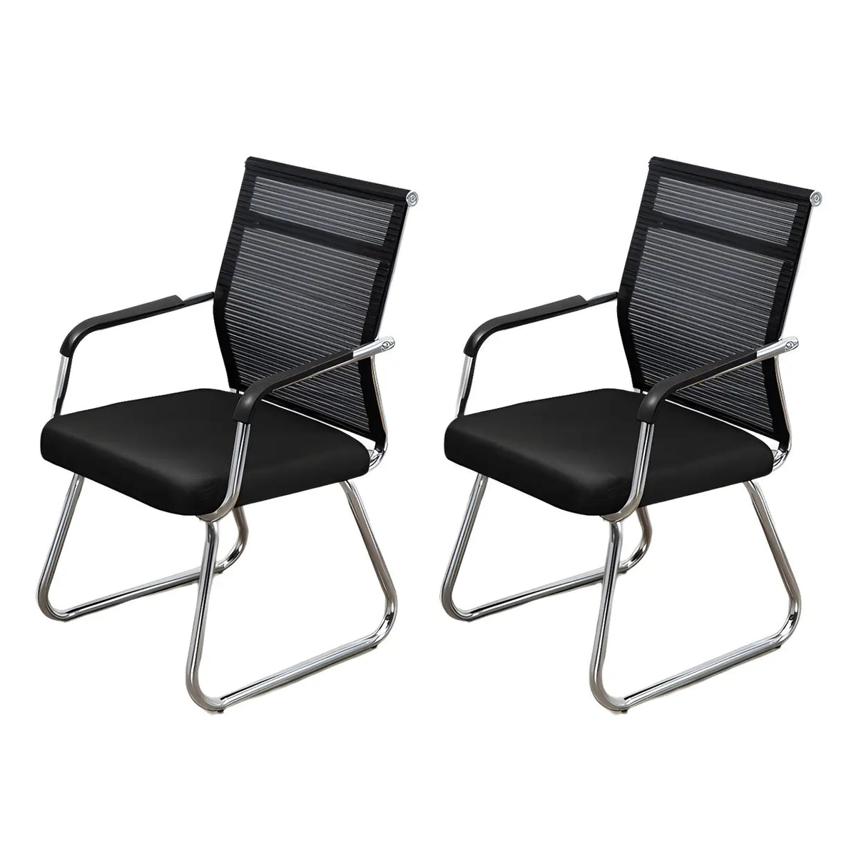Black Ergonomic Design Modern Mesh Sled Base Office Chair Image - 24