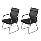 Black Ergonomic Design Modern Mesh Sled Base Office Chair Image - 24