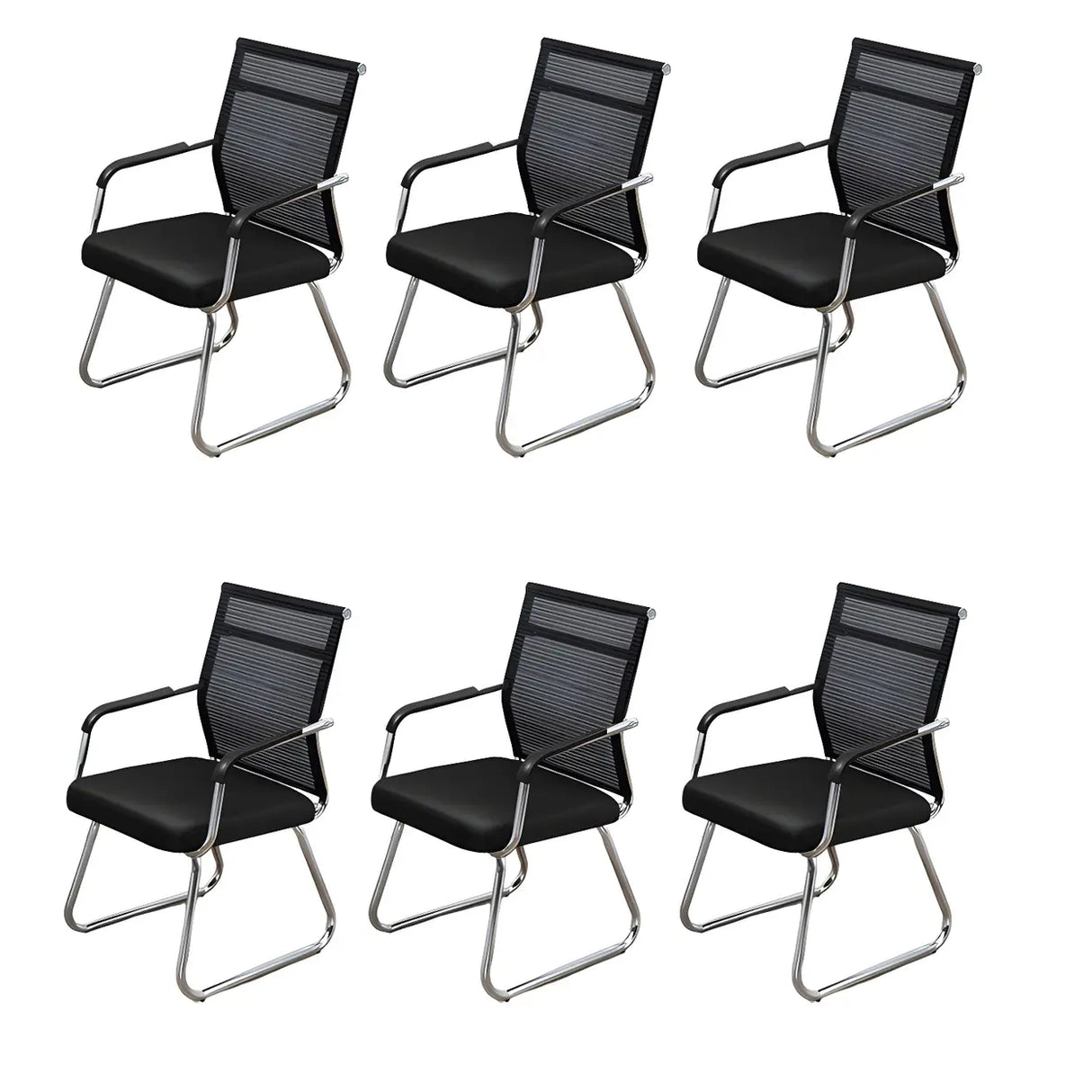 Black Ergonomic Design Modern Mesh Sled Base Office Chair Image - 26